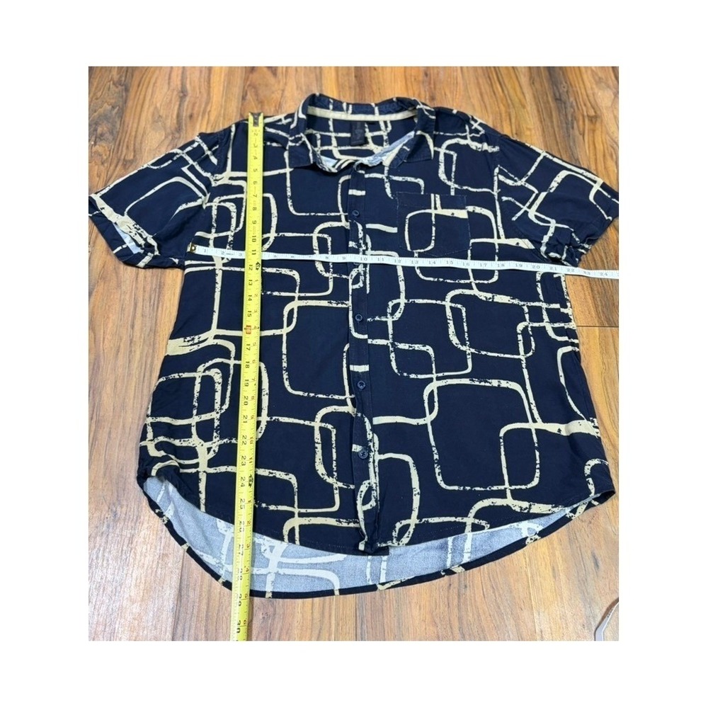 Soul Star England Mens L Geometric Rayon Shirt Euro Summer Resort Retro - Picture 6 of 10